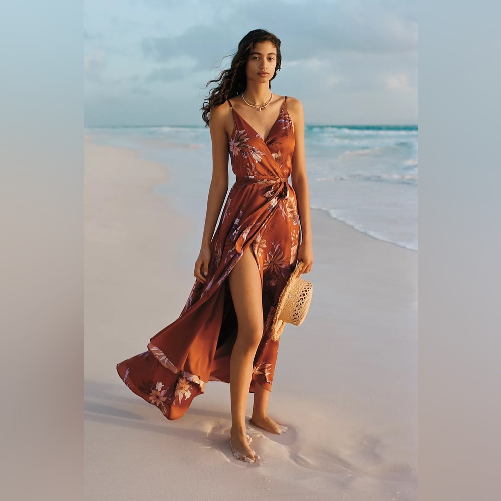 Anthropologie Palmetto Wrap Maxi Dress Size XS
